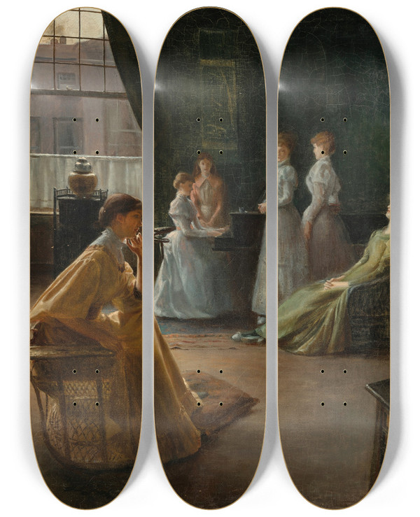 Triptych art skateboard deck of Jacquesmile Blanche Intrieur Londres by Jacques-mile Blanche (1861-1942)
