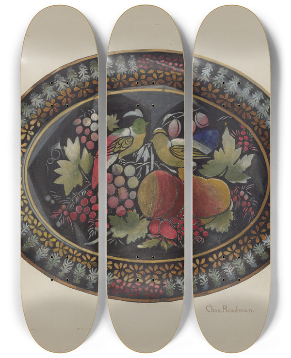 Triptych art skateboard deck of Charles Roadman Tray by Charles Roadman