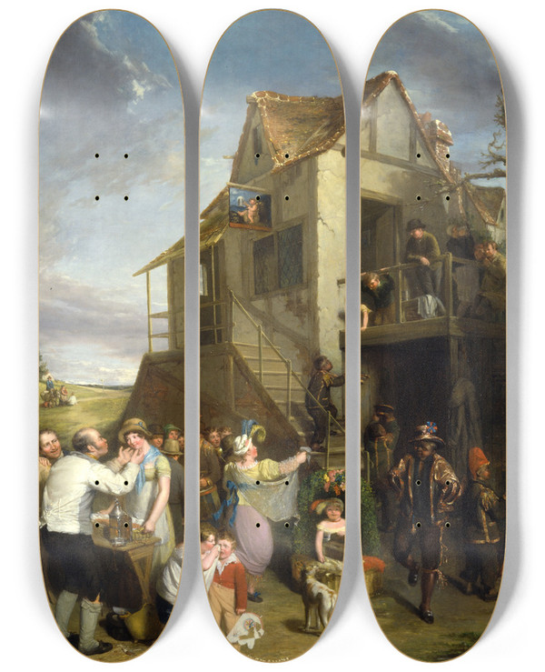 Triptych art skateboard deck of William Collins May Day by William Collins (1788-1847)