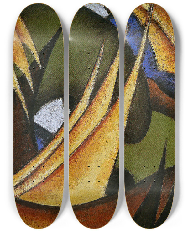Triptych art skateboard deck of Arthur Dove Sails by Arthur Dove (1880-1946)