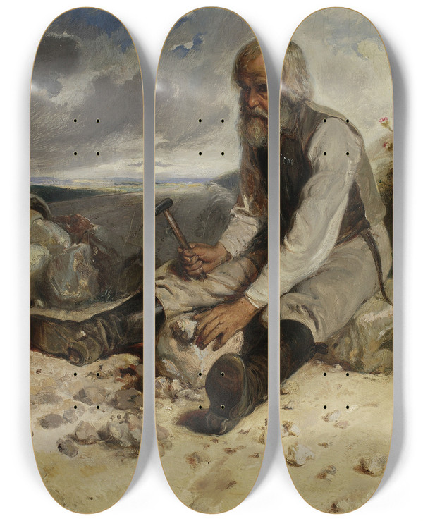 Triptych art skateboard deck of Wadysaw Uszczkiewicz Stonemason by Wadysaw uszczkiewicz (1828-1900)