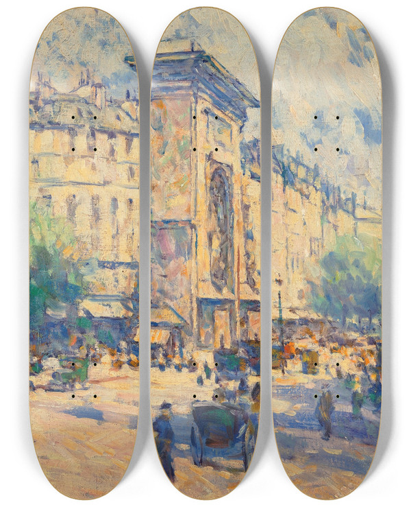 Triptych art skateboard deck of Elie Anatole Pavil Porte Saintdenis by Elie Anatole Pavil (1873-1948)