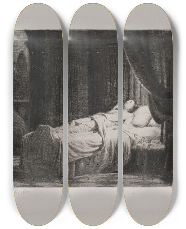 Triptych art skateboard deck of Carl Bloch Jairi Datter by Carl Bloch (1834-1890)