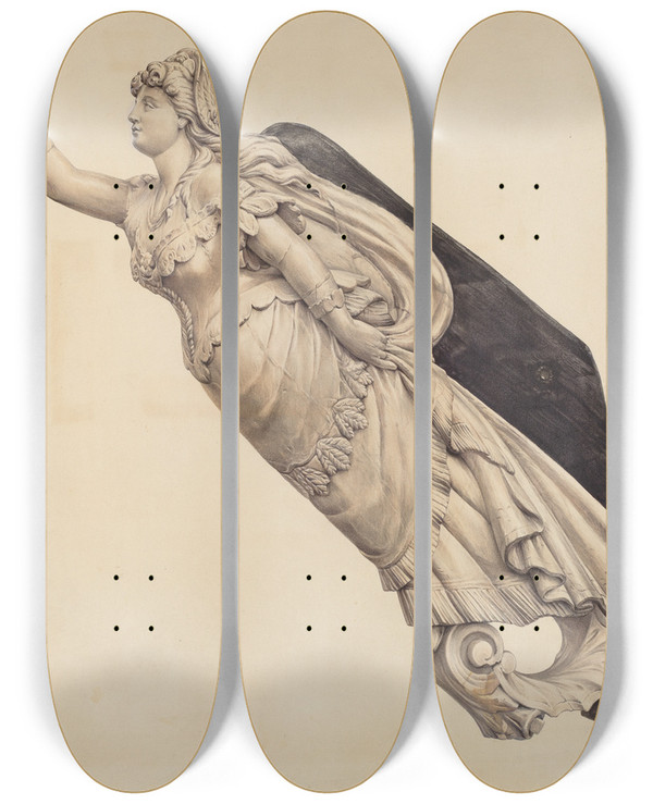 Triptych art skateboard deck of Elisabeth Fulda Belle Of Oregon Figurehead by Elisabeth Fulda