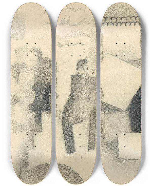 Triptych art skateboard deck of Roger De La Fresnaye Sans Titre_2 by Roger De La Fresnaye (1885-1925)