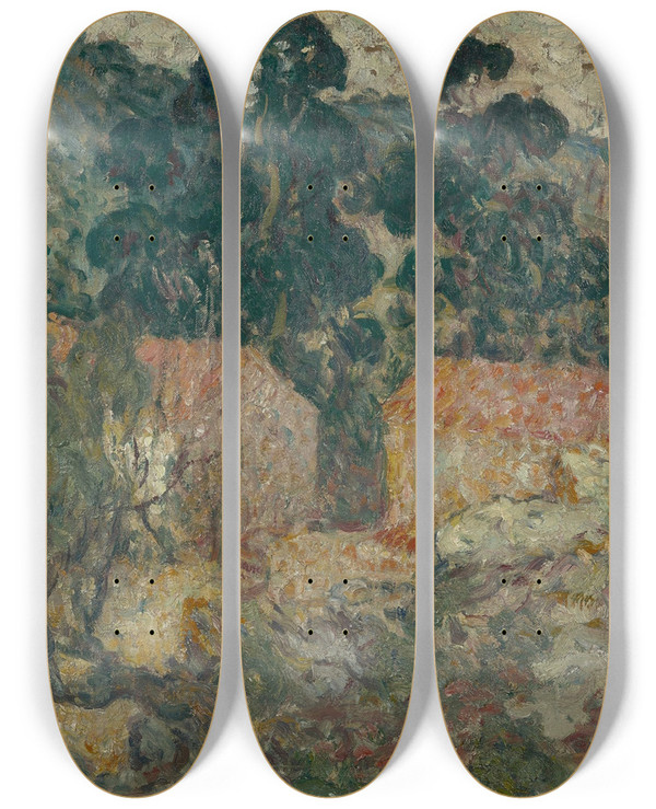Triptych art skateboard deck of Louis Valtat Maison Dans Le Midi by Louis Valtat (1869-1952)