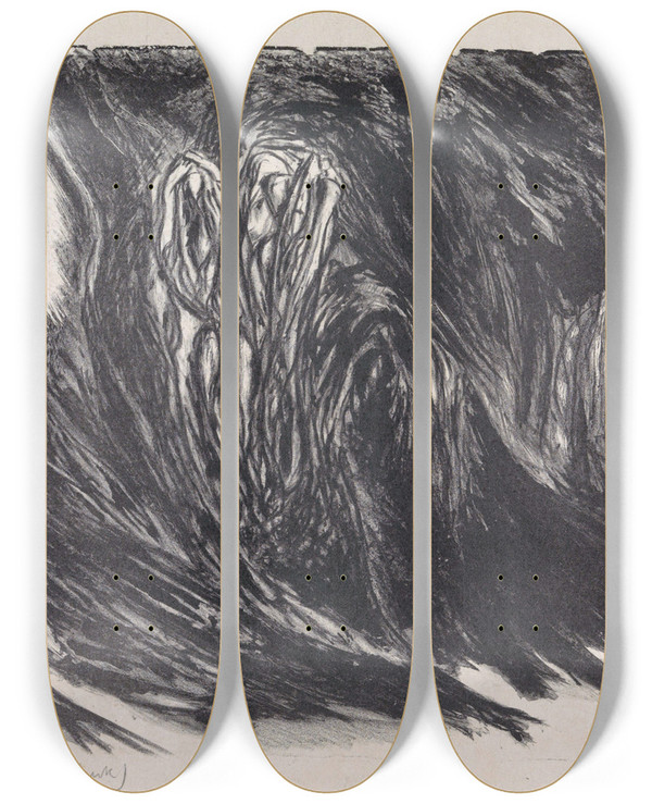 Triptych art skateboard deck of Erich Wichmann Abstracte Compositie_5 by Erich Wichmann (1890-1929)