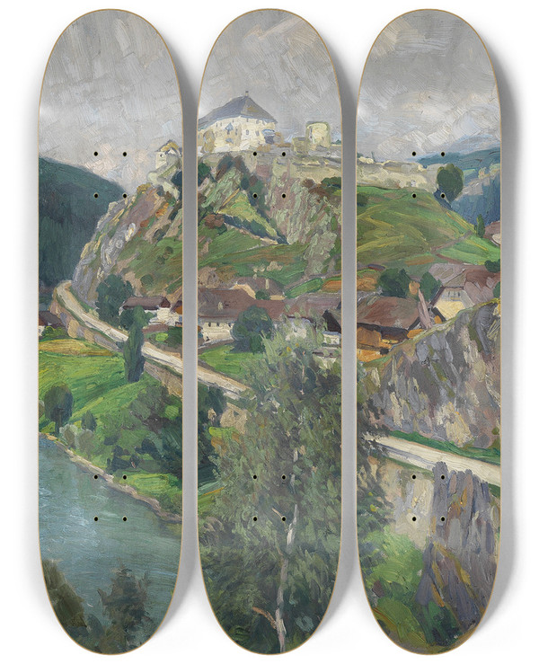 Triptych art skateboard deck of Anton Nowak Die Sonnenburg by Anton Nowak (1865-1932)