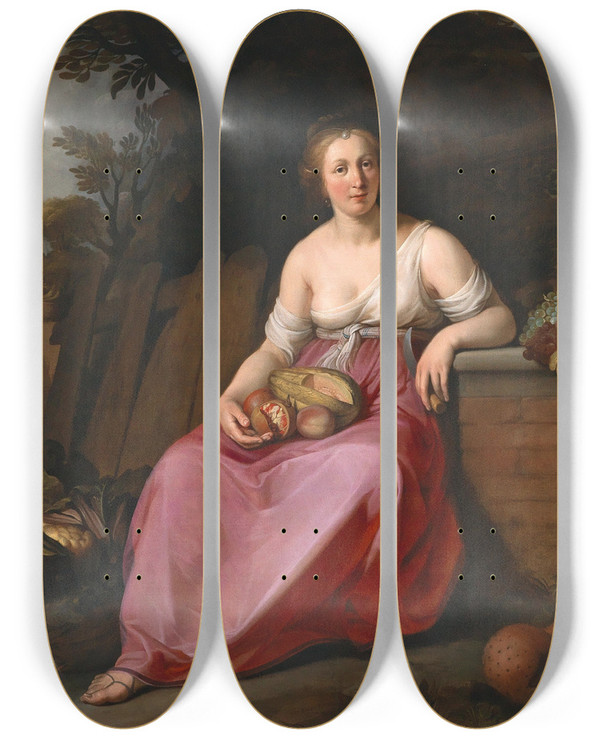 Triptych art skateboard deck of Hendrick Bloemaert Vertumnus And Pomona by Hendrick Bloemaert (1601-1672)