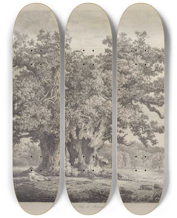 Triptych art skateboard deck of Jacob George Strutt The Moccaspark Oak by Jacob George Strutt (1784-1867)