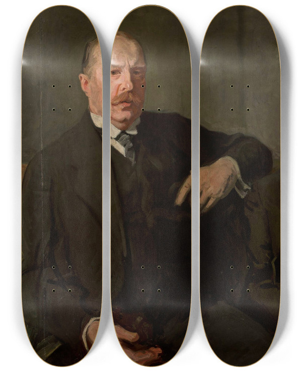 Triptych art skateboard deck of Stanisaw Lentz Portrait Of Weysenhoff And Wadysaw Reymont by Stanislaw Lentz (1861-1920)