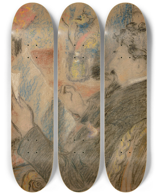 Triptych art skateboard deck of Georges Lemmen Portrait Of Jan Toorop by Georges Lemmen (1865-1916)