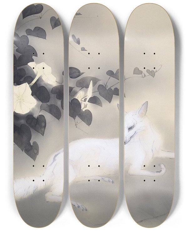 Triptych art skateboard deck of Hashimoto Kansetsu Summer Evening by Hashimoto Kansetsu (1883-1945)