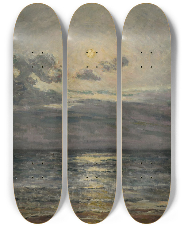 Triptych art skateboard deck of Maxime Maufra Effet De Lune by Maxime Maufra (1861-1918)