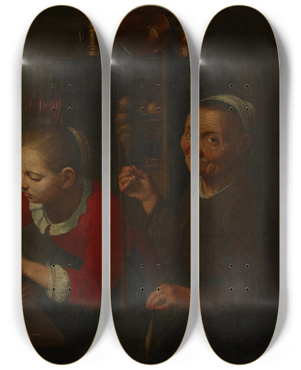 Triptych art skateboard deck of E K Lautter Die Spitzenklpplerin by E K Lautter (18-)