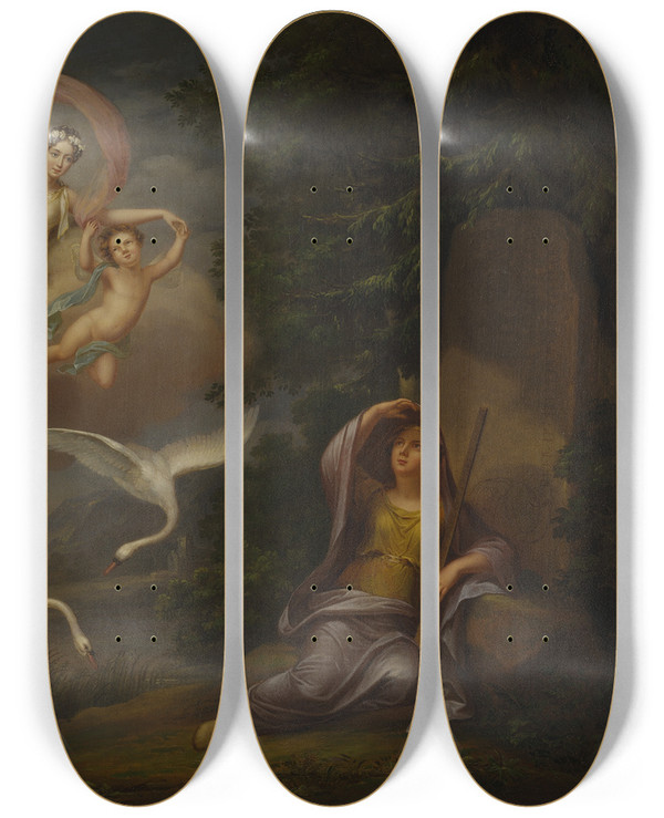 Triptych art skateboard deck of Fredric Westin Allegory Of The Arrival Of Crown Princess Josefina In Sweden by Fredric Westin (1782-1862)