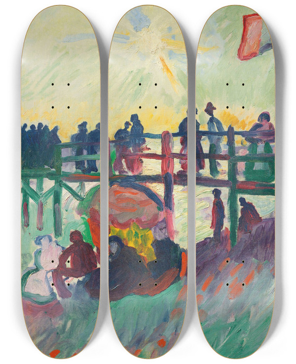 Triptych art skateboard deck of Raoul Dufy Lestacade Au Havre by Raoul Dufy (1877-1953)