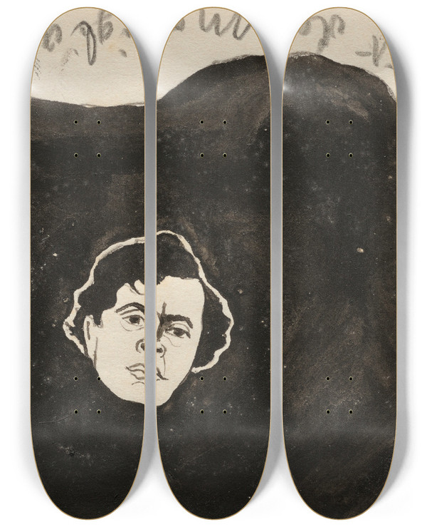 Triptych art skateboard deck of Francis Picabia Portrait De Modigliani by Francis Picabia (1879-1953)