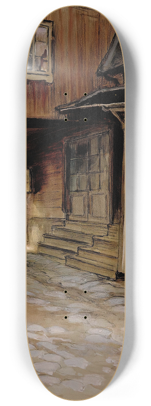 Albert Edelfelt - House in Porvoo 8.25 inch art skate deck