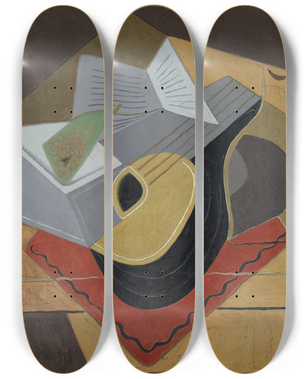 Triptych art skateboard deck of Juan Gris La Mandoline Noire by Juan Gris (1887-1927)