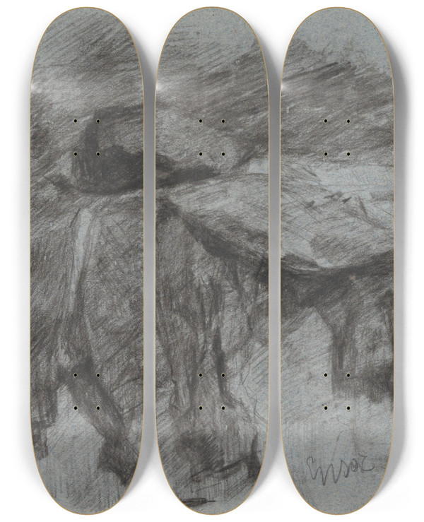 Triptych art skateboard deck of James Ensor Material Study by James Ensor (1860-1949)