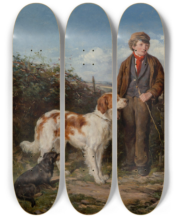 Triptych art skateboard deck of Heywood Hardy The Messenger by Heywood Hardy (1842-1933)