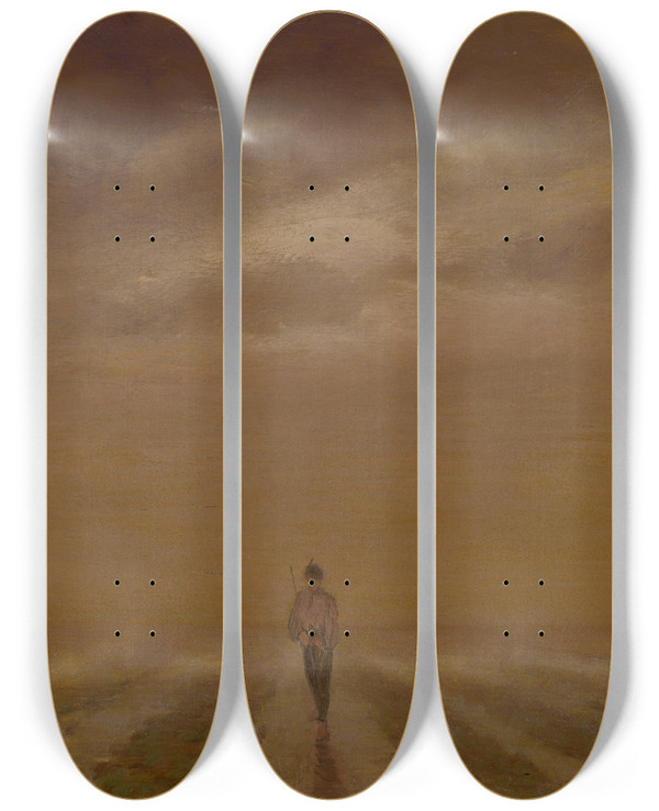 Triptych art skateboard deck of Ferdinand Katona Early Evening by Ferdinand Katona (1864-1932)