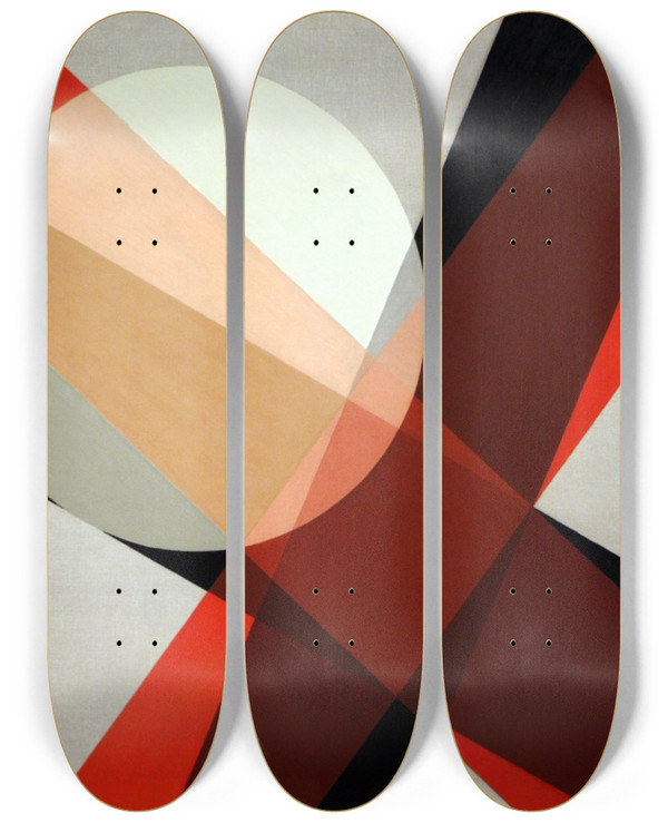 Triptych art skateboard deck of Lszl Moholynagy A 19 by Laszlo Moholy Nagy (1895-1946)