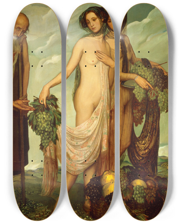 Triptych art skateboard deck of Ngel Zrraga The Gift by ngel Zrraga (1886-1946)