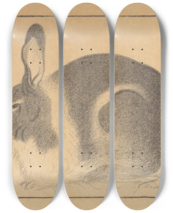 Triptych art skateboard deck of Lon Spilliaert Konijn by Leon Spilliaert (1881-1946)