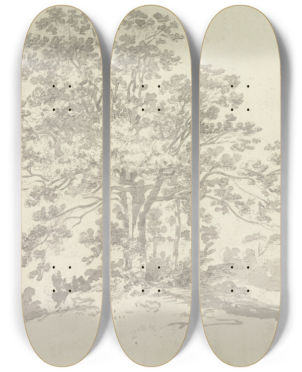 Triptych art skateboard deck of George Howland Beaumont Tree by George Howland Beaumont (1753-1827)