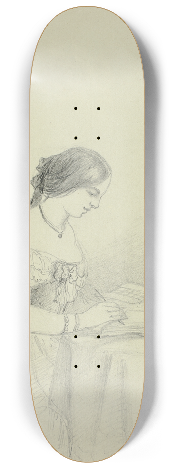 Elizabeth Murray - Woman Watercoloring (possibly a Self Portrait) 8.25 inch art skate deck