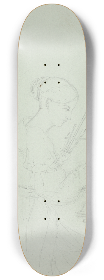 Elizabeth Murray - Young Woman Painting (possibly a Self Portrait) 8.25 inch art skate deck