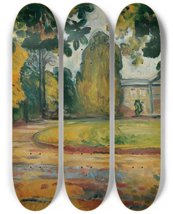 Triptych art skateboard deck of Edvard Munch Park In Ksen by Edvard Munch (1863-1944)