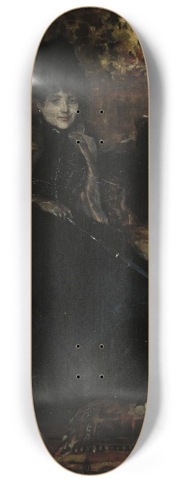 Albert Edelfelt - Lady In Black, Seated (Thrse Noire) 8.25 inch art skate deck