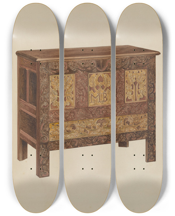 Triptych art skateboard deck of Arthur Johnson Chest_2 by Arthur Johnson