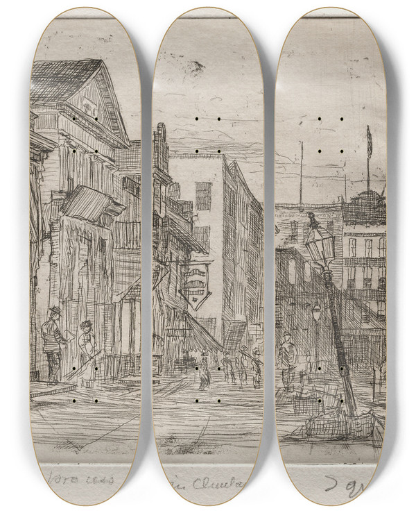 Triptych art skateboard deck of Otto Henry Bacher The Square by Otto Henry Bacher (1856-1909)
