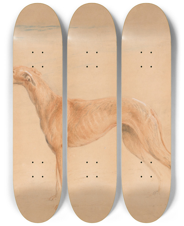Triptych art skateboard deck of John Linnell Earl Talbots Hound Thomasine by John Linnell (1792-1882)