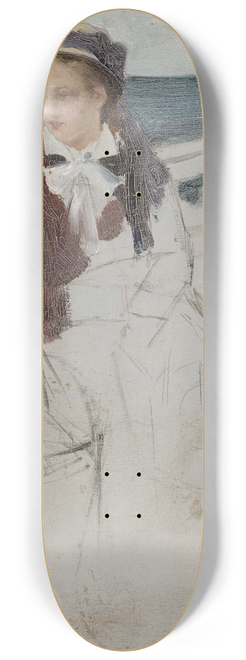 Albert Edelfelt - Laivan kaiteen ress istuva nainen, luonnos 8.25 inch art skate deck
