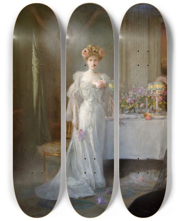 Triptych art skateboard deck of Julius Leblanc Stewart Rdemption by Julius Leblanc Stewart (1855-1919)