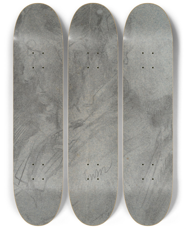 Triptych art skateboard deck of James Ensor Ensors Mother_3 by James Ensor (1860-1949)