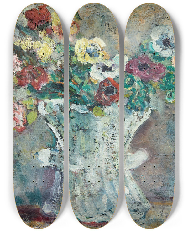Triptych art skateboard deck of Louis Valtat Vase De Fleurs by Louis Valtat (1869-1952)