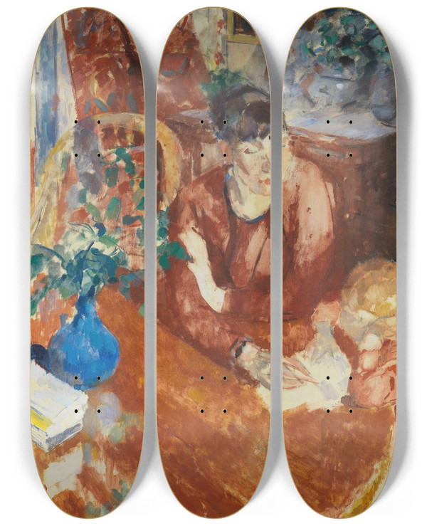 Triptych art skateboard deck of Rik Wouters Education by Rik Wouters (1882-1916)