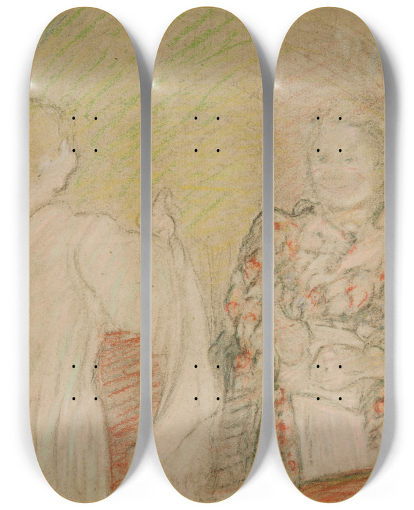 Triptych art skateboard deck of Douard Vuillard Madame Vuillardconversant Avec Unejeune Fille by douard Vuillard (1868-1940)