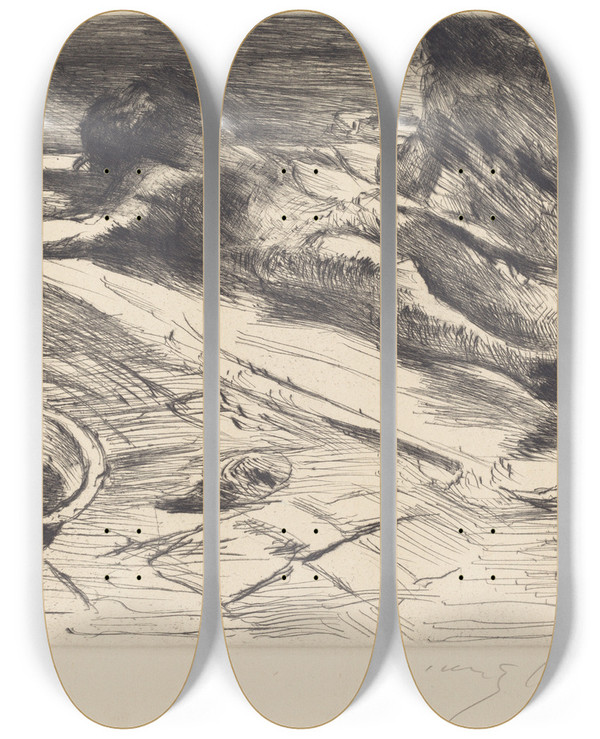 Triptych art skateboard deck of Lovis Corinth Piet by Lovis Corinth (1858-1925)