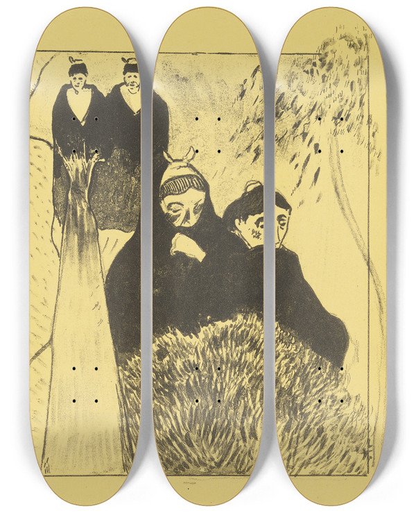 Triptych art skateboard deck of Paul Gauguin Les Vielles Filles by Paul Gauguin (1848-1903)