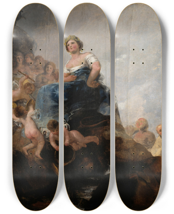 Triptych art skateboard deck of Francisco De Goya Poetry And Poets by Francisco de Goya (1746-1828)