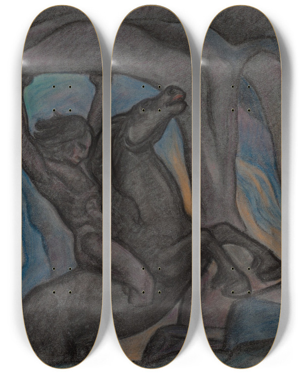 Triptych art skateboard deck of August Roosileht Kalevipoeg Prgu Vravas by August Roosileht