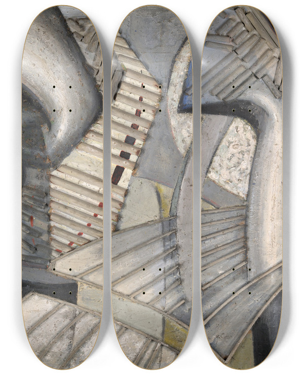 Triptych art skateboard deck of John Covert Vocalization by John Covert (1882-1960)