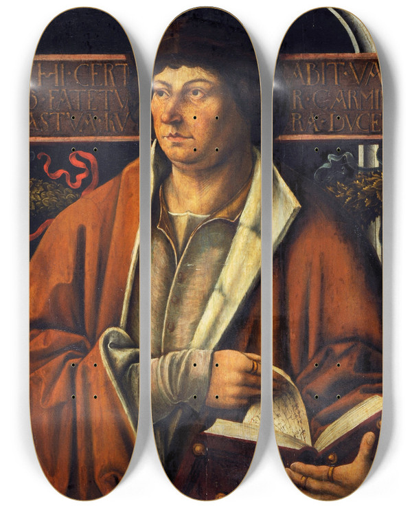 Triptych art skateboard deck of Circle Of Ambrosius Holbein Idealized Portrait Of Virgil by Circle Of Ambrosius Holbein (1494-1519)